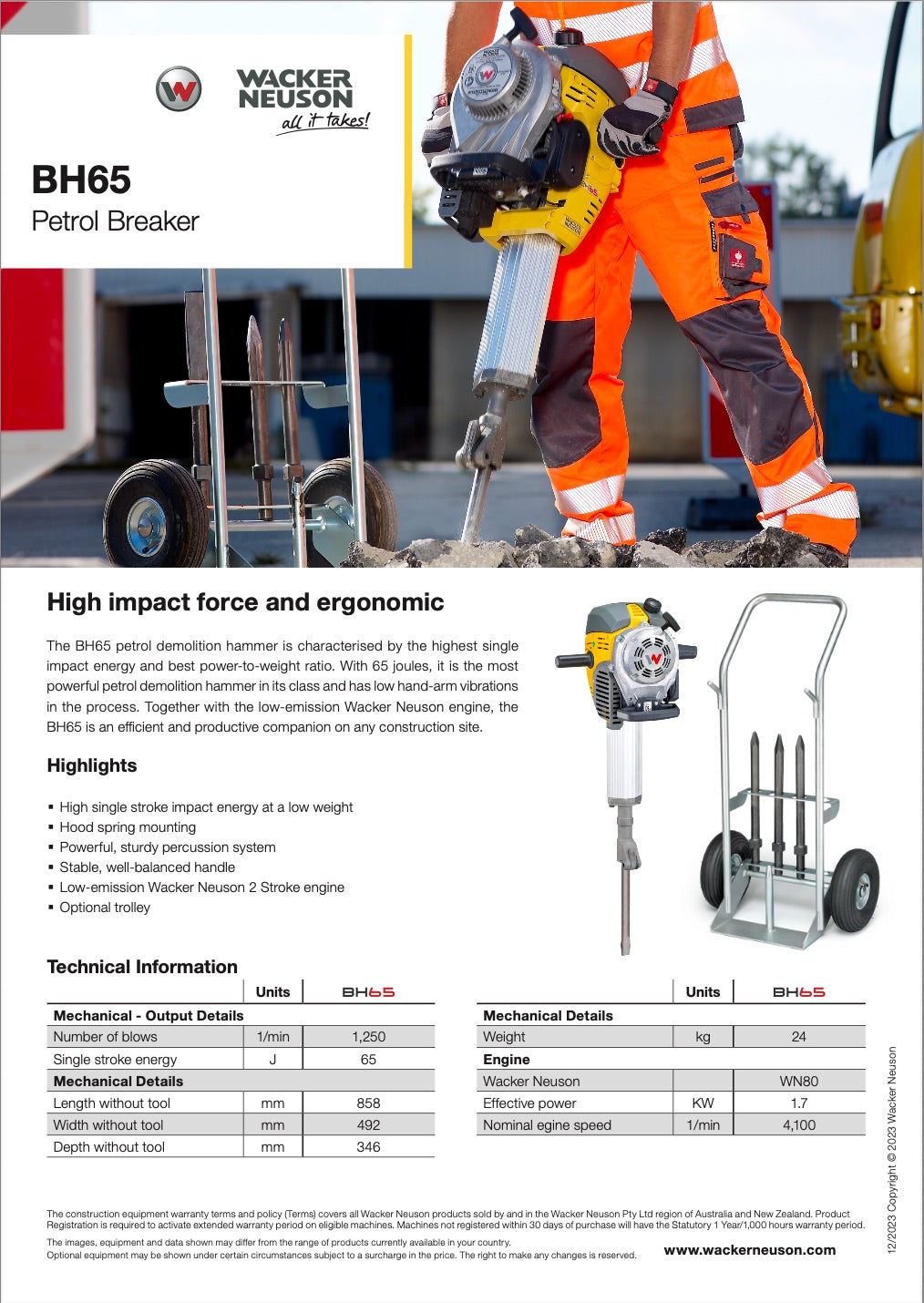 Wacker Neuson BH65 28x160 Breaker