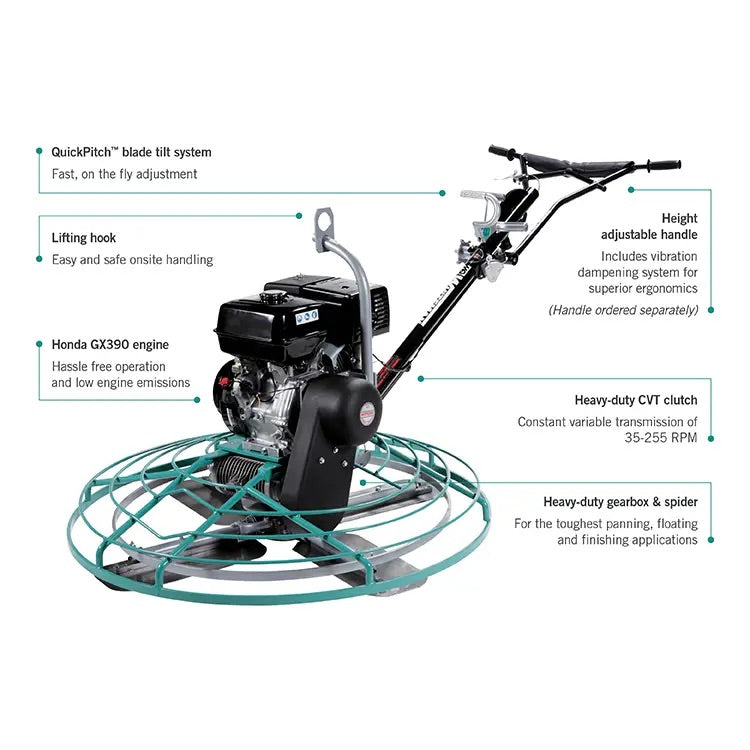 MQ Whiteman Walk-Behind Power Trowel HDA48413H 48" - Honda 13 hp Petrol