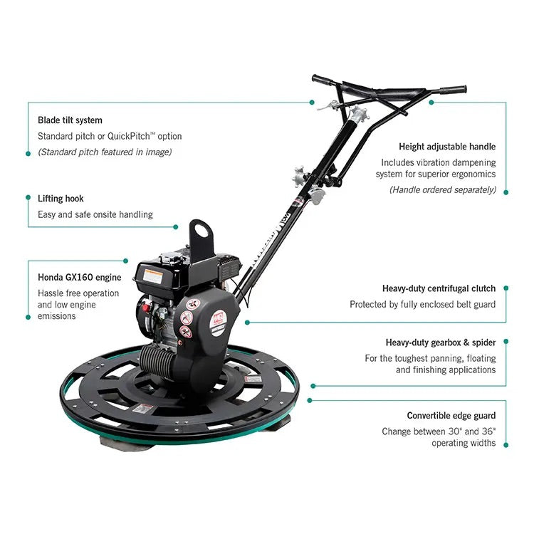 MQ Whiteman Walk-Behind Power Trowel J3036H55 30-36" - Honda 5.5 hp Petrol