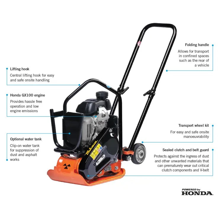 Mikasa Forward Plate Compactor MVC-40H 50 kg - Honda 3.0 hp Petrol