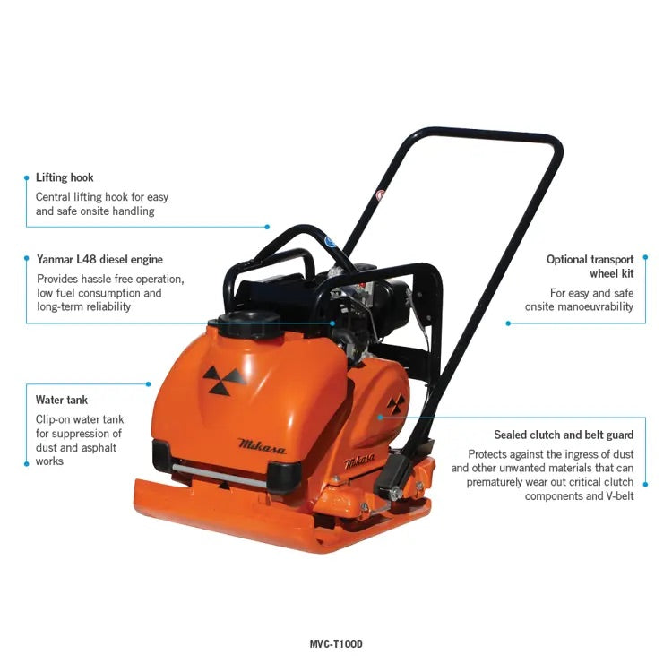Mikasa Forward Plate Compactor MVC-T100D 103 kg - Yanmar 4.7 hp Diesel