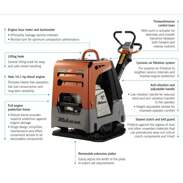 Mikasa Reversible Plate Compactor MVH-508DSZ 525 kg - Hatz 14.1 hp Diesel