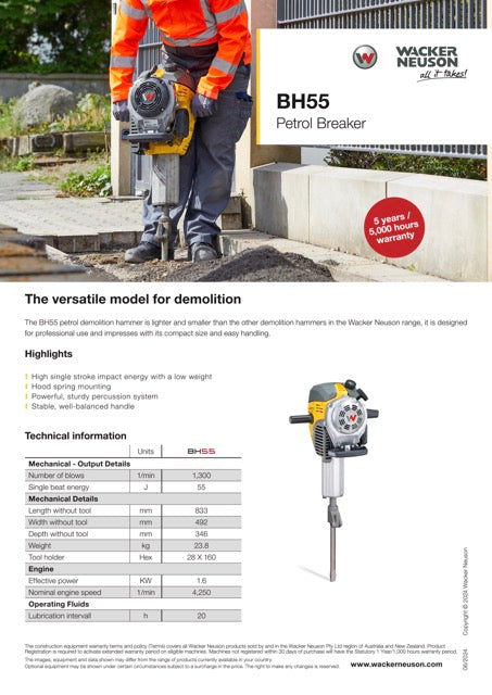 Wacker Neuson BH55 28x160 Breaker
